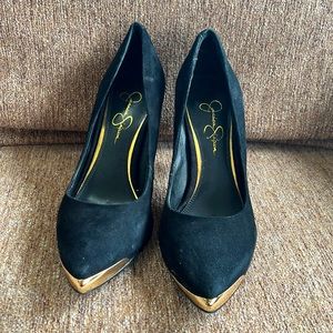 Jessica Simpson Black Heel with Gold Toe